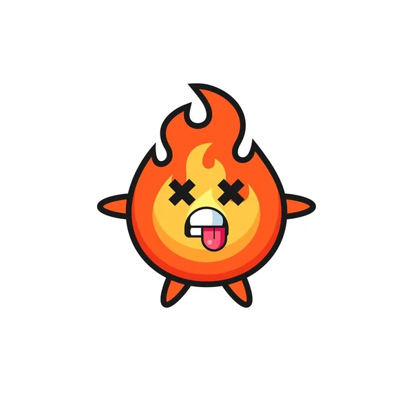 Character Cute Fire Dead Pose Cute Style Design Shirt Sticker — Stock Vector