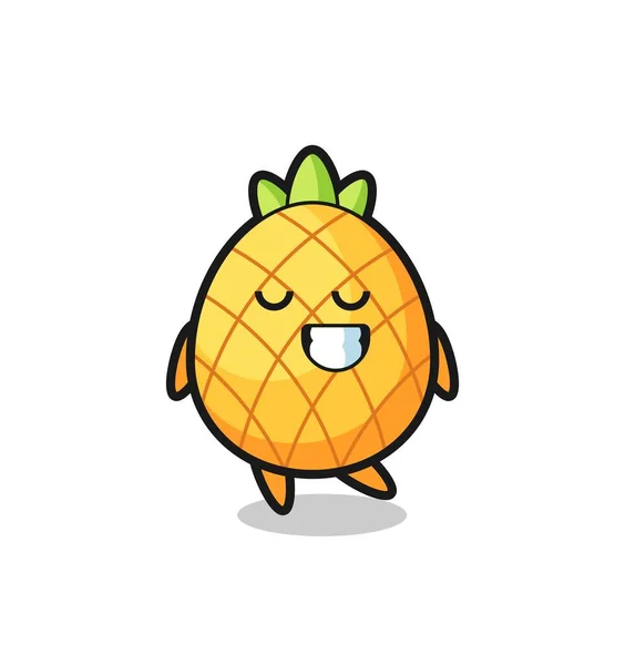 Pineapple Cartoon Illustration Shy Expression Cute Style Design Shirt Sticker — Stock Vector