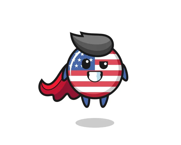 Симпатичный Символ Флага Соединенных Штатов Виде Летающего Супергероя Симпатичный Дизайн — стоковый вектор