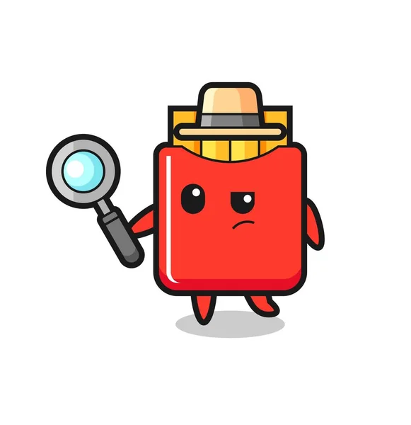 Personaje Detective Patatas Fritas Está Analizando Caso Diseño Estilo Lindo — Archivo Imágenes Vectoriales