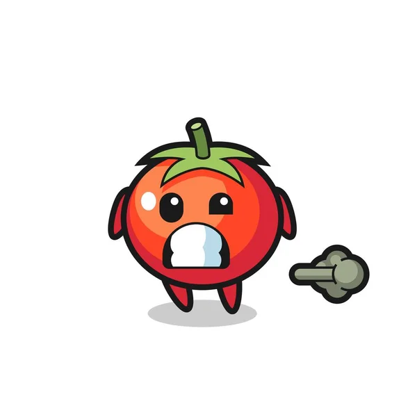 Ilustração Dos Desenhos Animados Tomates Fazendo Peido Design Estilo Bonito —  Vetores de Stock