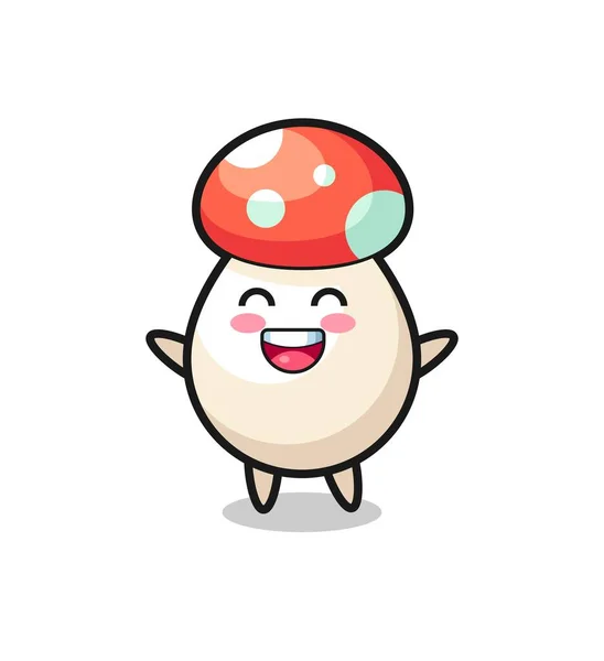 Happy Baby Mushroom Cartoon Character Cute Style Design Shirt Stiker — стоковый вектор