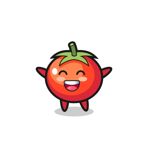 幸せな赤ちゃんトマト漫画のキャラクター Tシャツ ステッカー ロゴ要素のためのかわいいスタイルのデザイン — ストックベクタ