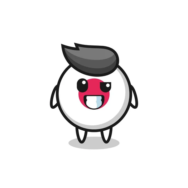 Cute Japan Flag Badge Mascot Optimistic Face Cute Style Design — Stock Vector