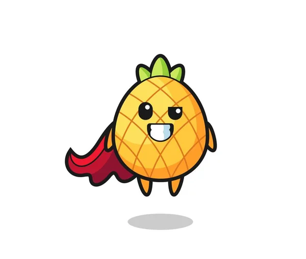 Personnage Ananas Mignon Comme Super Héros Volant Conception Style Mignon — Image vectorielle