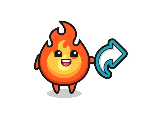 Cute Fire Hold Social Media Share Symbol Cute Style Design — Stock Vector