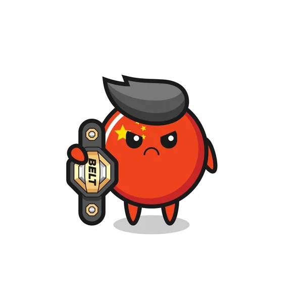 Mascotte Badge Drapeau Chine Personnage Tant Que Combattant Mma Avec — Image vectorielle