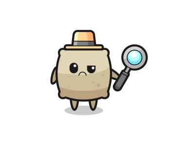 Şirin çuval maskotu. Tişört, çıkartma, logo elementi için şirin bir tasarım.