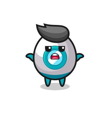 Roket maskotu karakteri, ne bileyim, tişört, çıkartma, logo elementi için şirin bir tasarım diyor.