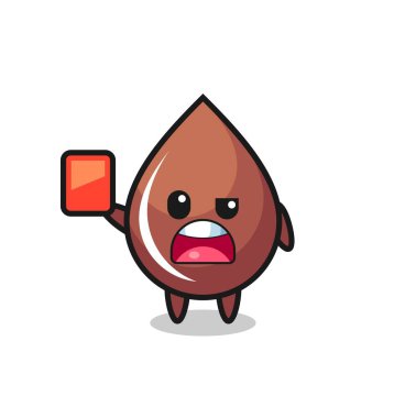 Hakemin kırmızı kart verdiği sevimli maskot tişört, çıkartma, logo elementi için şirin tasarım.