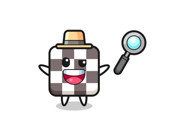 Ilustración Mascota Del Tablero Ajedrez Como Detective Que Logra Resolver — Vector de stock