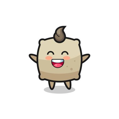 Mutlu bebek çuvalı çizgi film karakteri, tişört, çıkartma, logo elemanı için şirin bir tasarım.