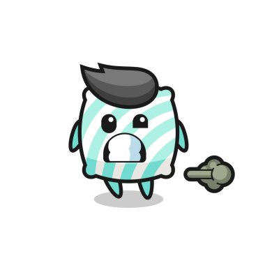 Yastık karikatürünün osurması, tişört, çıkartma, logo elementi için şirin bir tasarım.