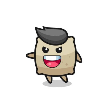 çuval karikatürü, çok heyecanlı bir poz, tişört, çıkartma, logo elemanı için şirin bir tasarım