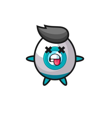 Ölü duruşu olan sevimli roketin karakteri, tişört, çıkartma, logo elementi için şirin tasarım