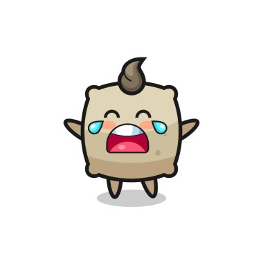 Ağlayan çuval, şirin bebek, tişört, çıkartma, logo elementi için şirin tasarım.