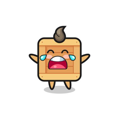 Ağlayan tahta kutunun, şirin bebeğin, tişört, çıkartma, logo elementi için şirin bir tasarım.