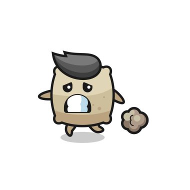 Korkuyla çalışan çuvalı resmetmek, tişört, etiket, logo ögesi için şirin bir tasarım.