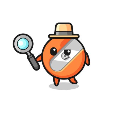 Kalem açacağı dedektif karakteri bir davayı inceliyor. Tişört, çıkartma, logo elementi için şirin bir tasarım.