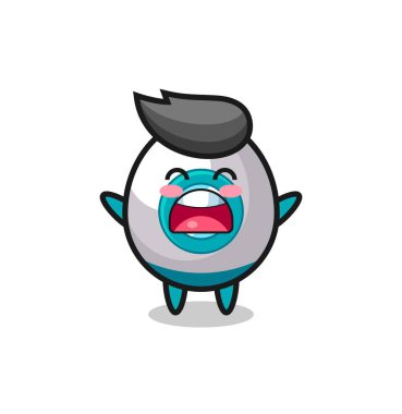 Esneme ifadesi olan sevimli roket maskotu, tişört, çıkartma, logo elementi için şirin bir tasarım.