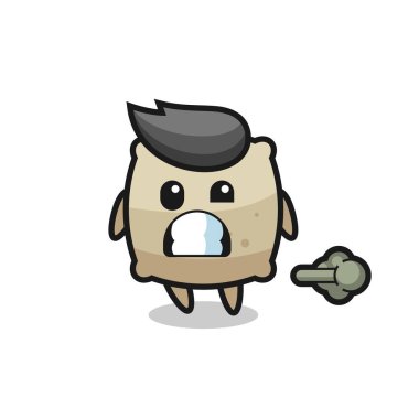 Osuran çuval çizgi filminin çizimi, tişört, çıkartma, logo elementi için şirin bir tasarım.