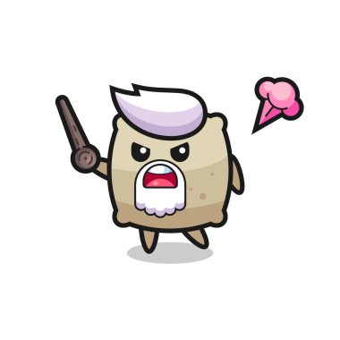 Şirin çuval dedem sinirlenmeye başladı. Tişört, çıkartma ve logo için şirin bir tasarım.