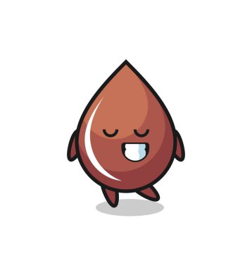 Utangaç bir ifadeyle çikolatalı çizgi film çizimi tişört, etiket, logo elementi için şirin bir tasarım.