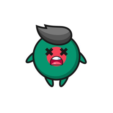 Ölü bangladeş bayrak maskotu karakteri, tişört, çıkartma, logo elementi için şirin bir tasarım.