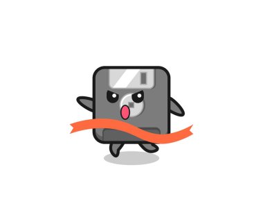 Şirin disket çizimi bitiş noktasına ulaşıyor, tişört, etiket, logo ögesi için şirin bir tasarım