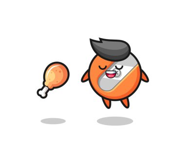 Şirin kalem açacağı yüzüyor ve kızarmış tavuk, tişört, etiket ve logo elementi için şirin bir tasarım yüzünden cezbedici.