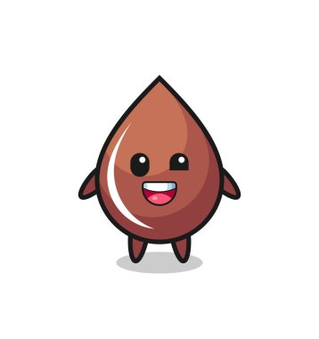 Garip pozları olan çikolata damlası karakteri, tişört, çıkartma, logo elementi için şirin bir tasarım.