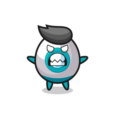 Roket maskotu karakterinin öfkeli ifadesi, tişört, çıkartma, logo elementi için şirin tasarım