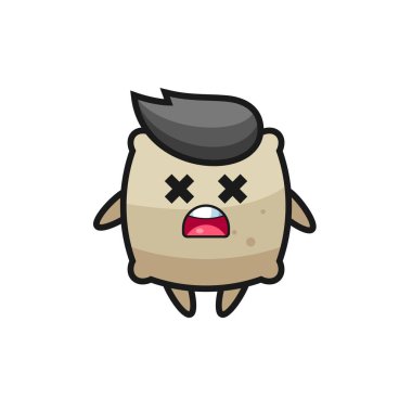 Ölü çuval maskotu karakteri, tişört, çıkartma, logo elementi için şirin bir tasarım.