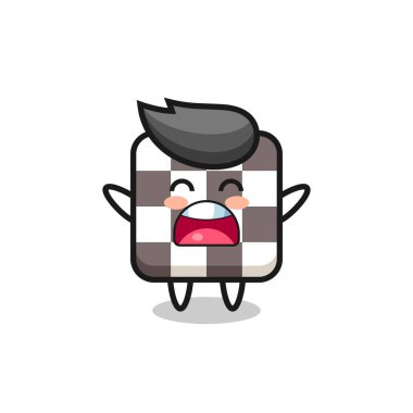 Şirin bir satranç maskotu, esneme ifadesi, tişört, çıkartma, logo elementi için şirin bir tasarım.