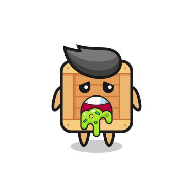 Kusmuklu şirin tahta kutu karakteri, tişört, çıkartma, logo elementi için şirin tasarım.