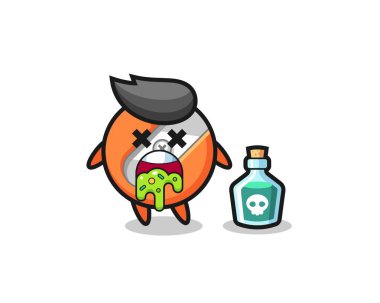 Zehirlenme sonucu kusan bir kalem açacağının çizimi, tişört, etiket, logo elementi için şirin bir tasarım.