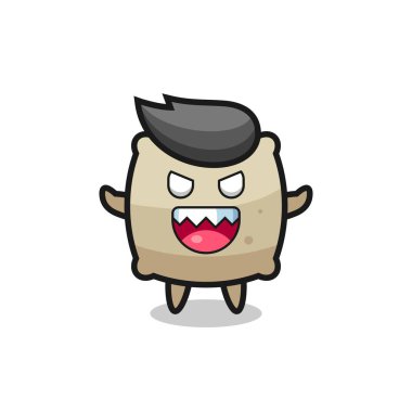 Şeytani çuval maskotu karakteri, tişört, çıkartma, logo elementi için şirin bir tasarım