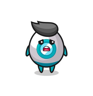 Roket çizgi filminin hayal kırıklığına uğramış ifadesi, tişört, etiket, logo ögesi için şirin bir tasarım.