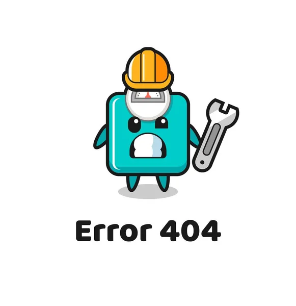 Fehler 404 Mit Dem Niedlichen Maskottchen Gewichtswaage Niedlichem Design Für — Stockvektor