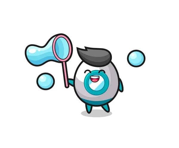 Счастливый Ракетный Мультфильм Играющий Мыльный Пузырь Симпатичный Дизайн Футболки Шарф — стоковый вектор