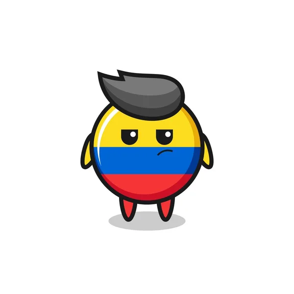 Cute Colombia Flaga Znak Odznaki Podejrzanym Wyrazem Ładny Design Stylu — Wektor stockowy