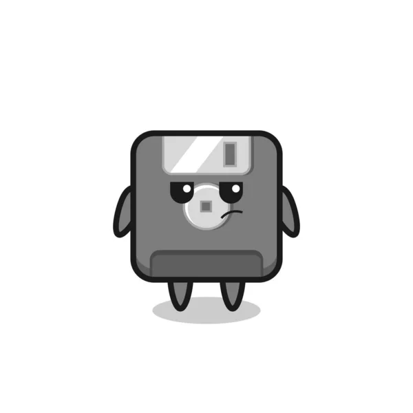 Cute Floppy Disk Character Suspicious Expression Cute Style Design Shirt — 图库矢量图片