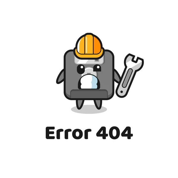 Errore 404 Con Simpatica Mascotte Floppy Disk Design Stile Carino — Vettoriale Stock