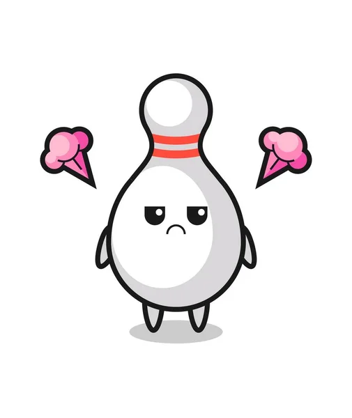 Geïrriteerde Expressie Van Leuke Bowling Pin Cartoon Karakter Leuke Stijl — Stockvector