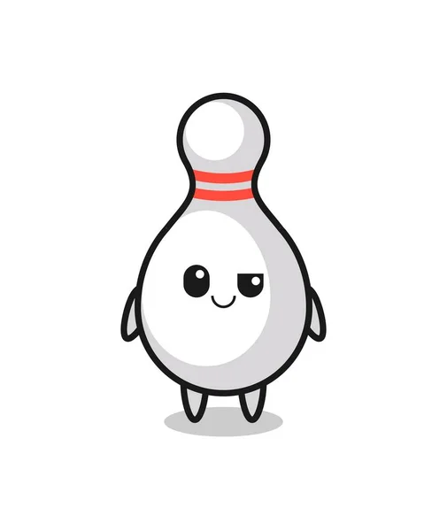 Kibirli bir ifadeyle bowling karikatürü, tişört, çıkartma, logo elementi için şirin bir tasarım.