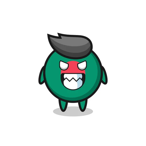 Evil Expression Bangladesh Flag Badge Cute Mascot Character Cute Style — Stock Vector