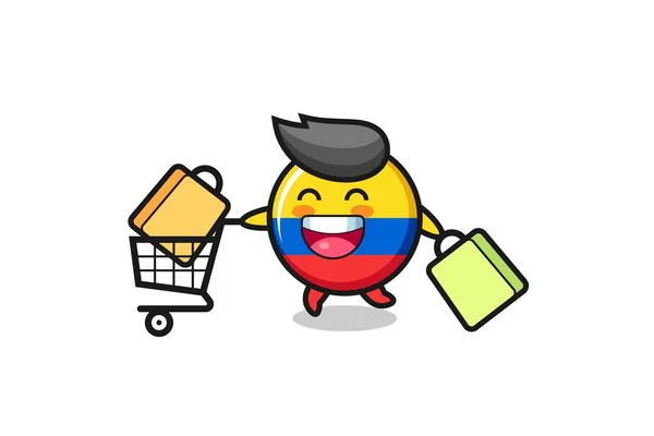 黑色星期五插图与可爱的哥伦比亚国旗徽章吉祥物 可爱的风格设计T恤 标志元素 — 图库矢量图片