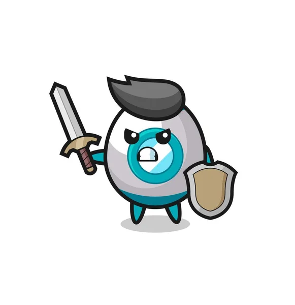 Soldat Fusée Mignon Combattant Avec Épée Bouclier Conception Style Mignon — Image vectorielle