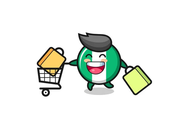Black Friday Illustration Cute Nigeria Flag Badge Mascot Cute Style — Stock Vector