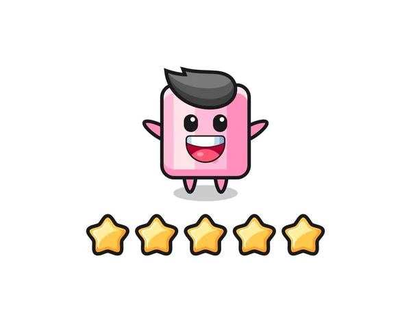 Απεικόνιση Του Πελάτη Καλύτερη Βαθμολογία Marshmallow Χαριτωμένο Χαρακτήρα Αστέρια Χαριτωμένο — Διανυσματικό Αρχείο
